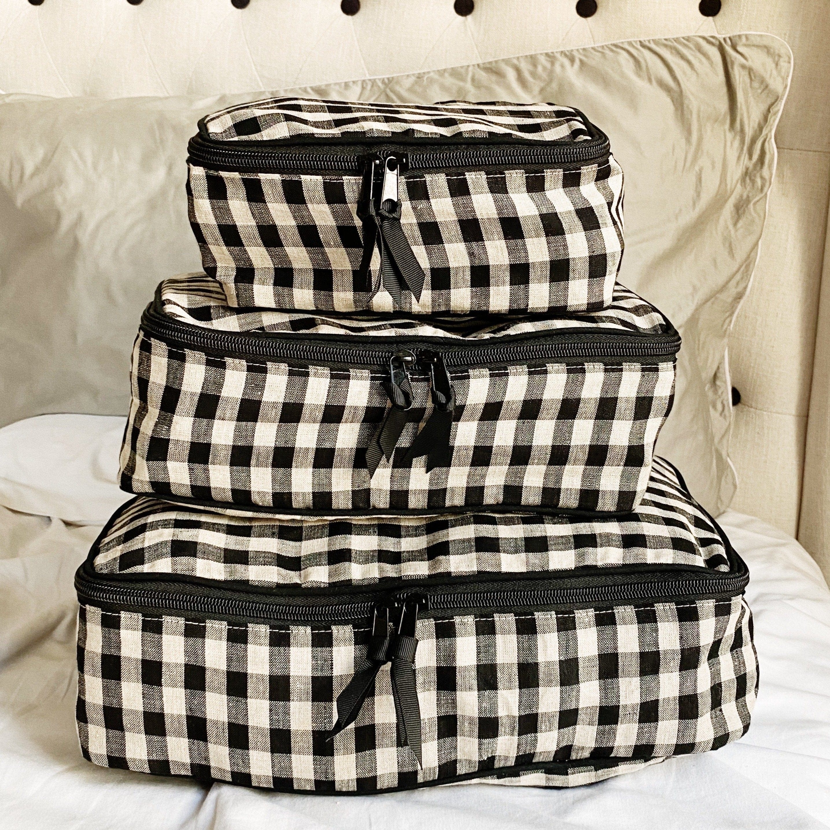 Linen Packing cubes - Gingham ( In Stock )