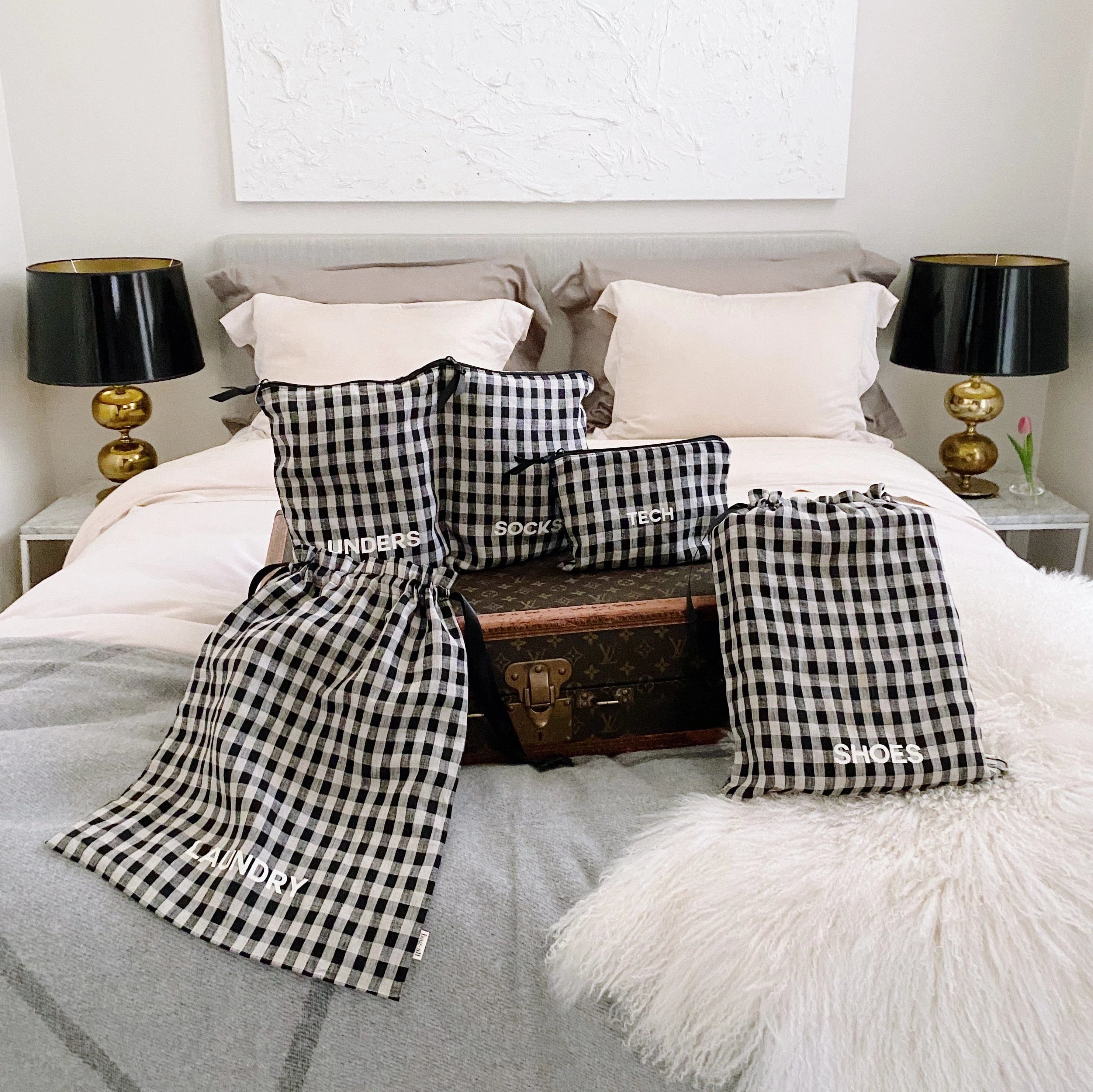 Gingham Travel Set of Four - NEW